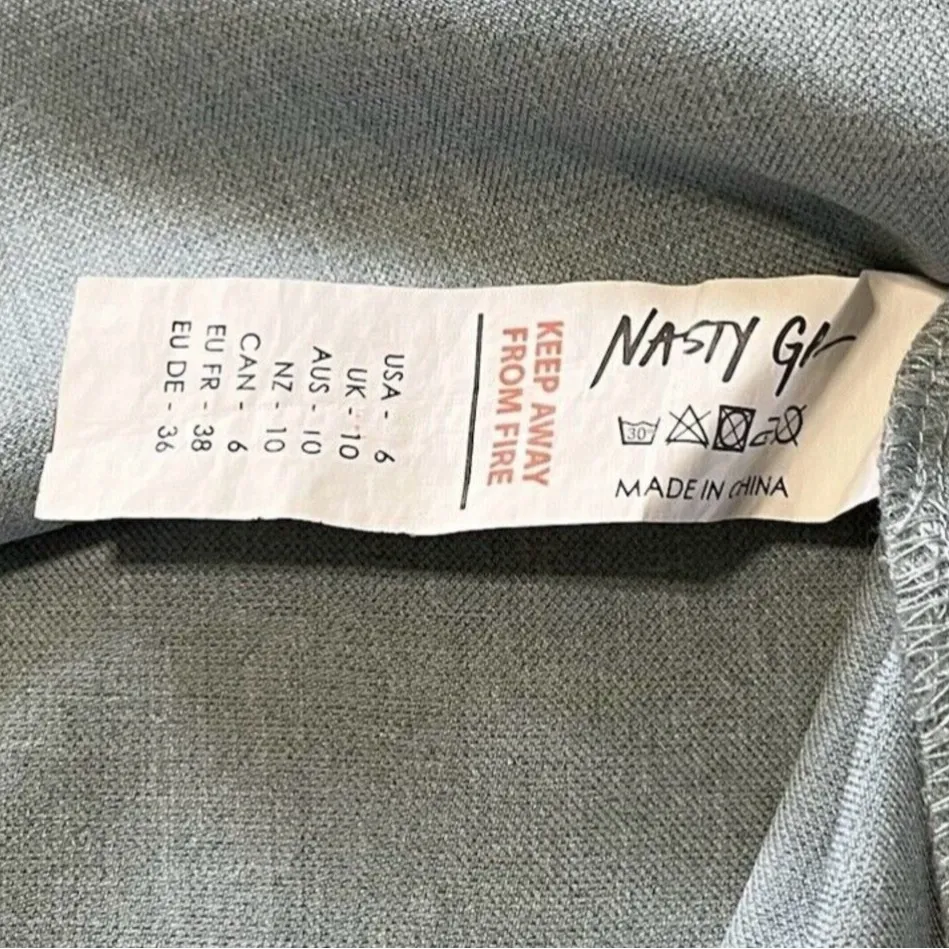 Nasty Gal Miniskirt Sky Blue Ruffled Crepe Pencil Skirt Y2K Size 6 - Image 4