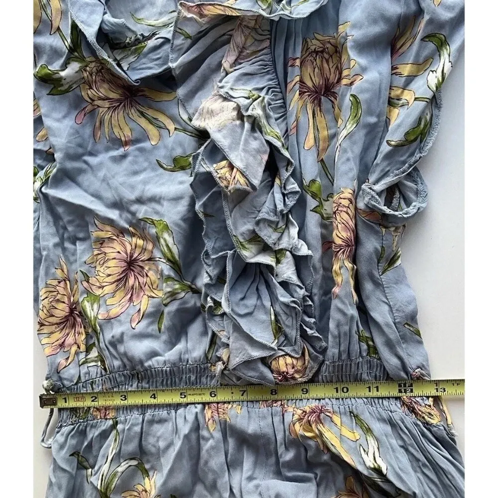 Jaase Maxi Dress Women's Medium Red Floral Button Front Smocked Waist Prairie - Image 7