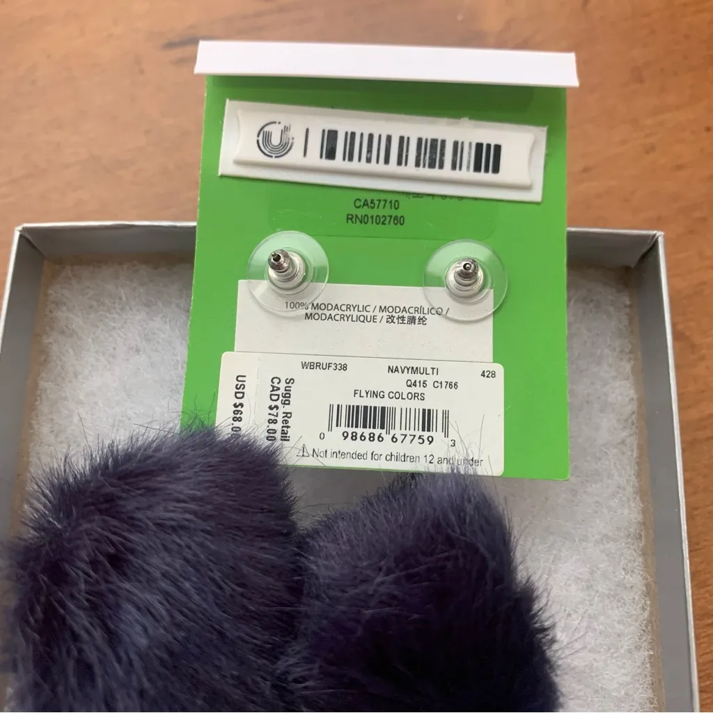 Kate Spade New York Puff Pom Pom Flying Colors Earrings Navy Blue - Image 5