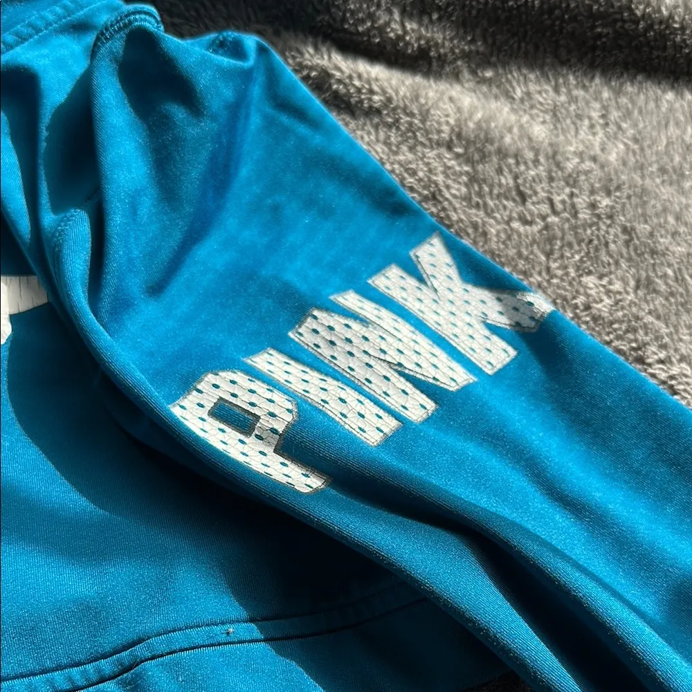 PINK Victoria's Secret Blue and Gray Boxy Long Sleeve Hoodie Size M - Image 6