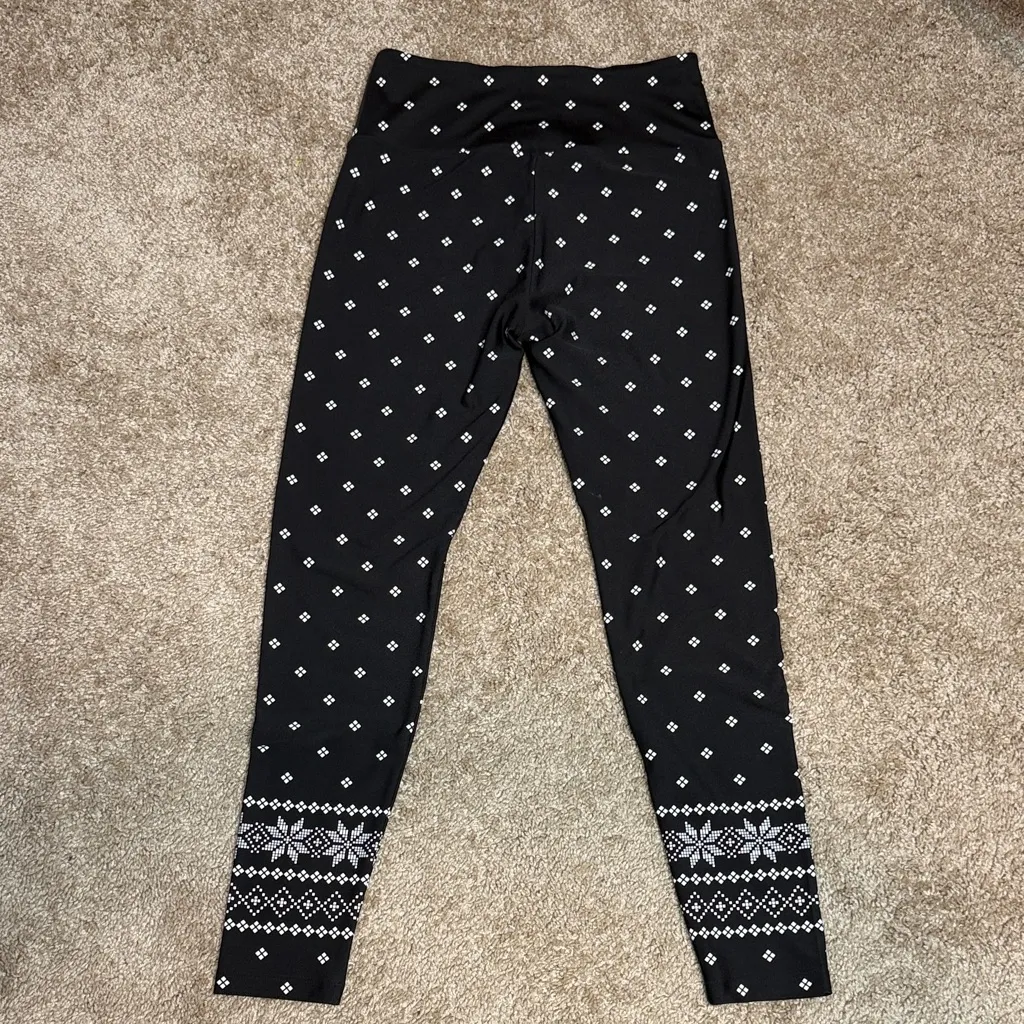 Lou & Gray High-Rise Essential Leggings Snowflake Print M - Image 4