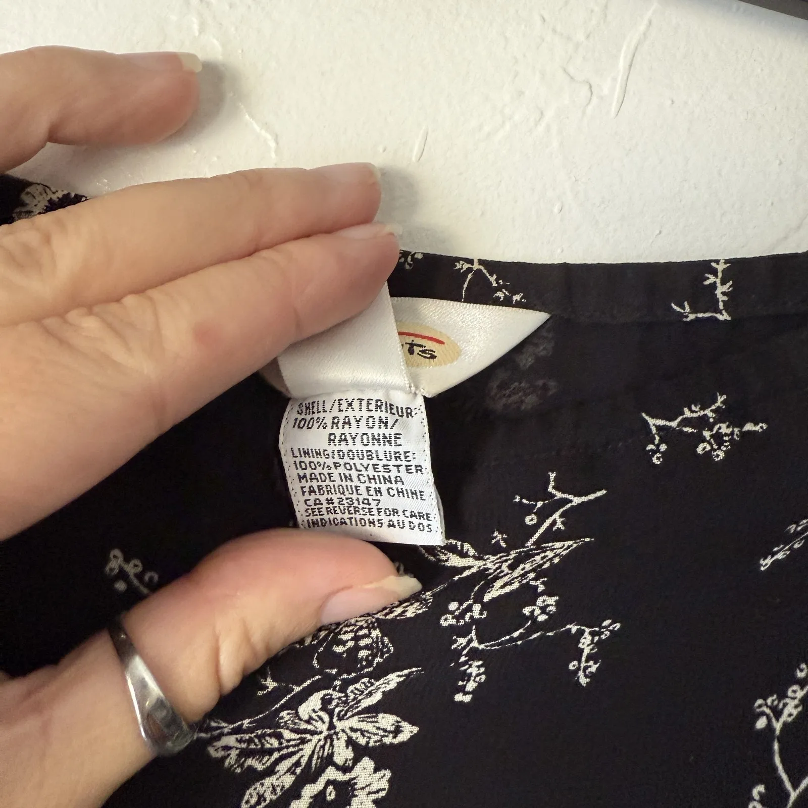 Talbots Skirt Y2k 10 Black White Floral Midi Side Zip Lined‎ Whimsigoth Witchy - Image 6