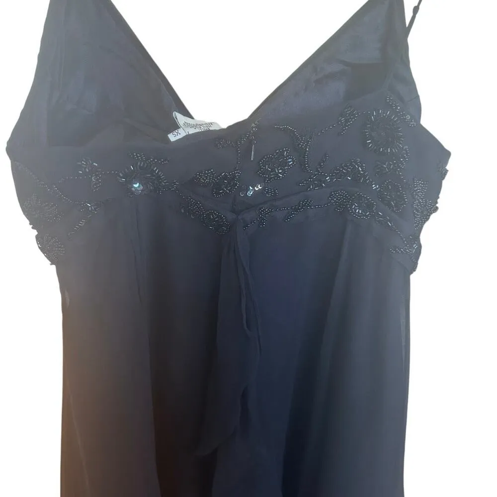 Vintage 90s Y2K Scala Silk Beaded Baby Doll High Low Cocktail Dress - Image 10