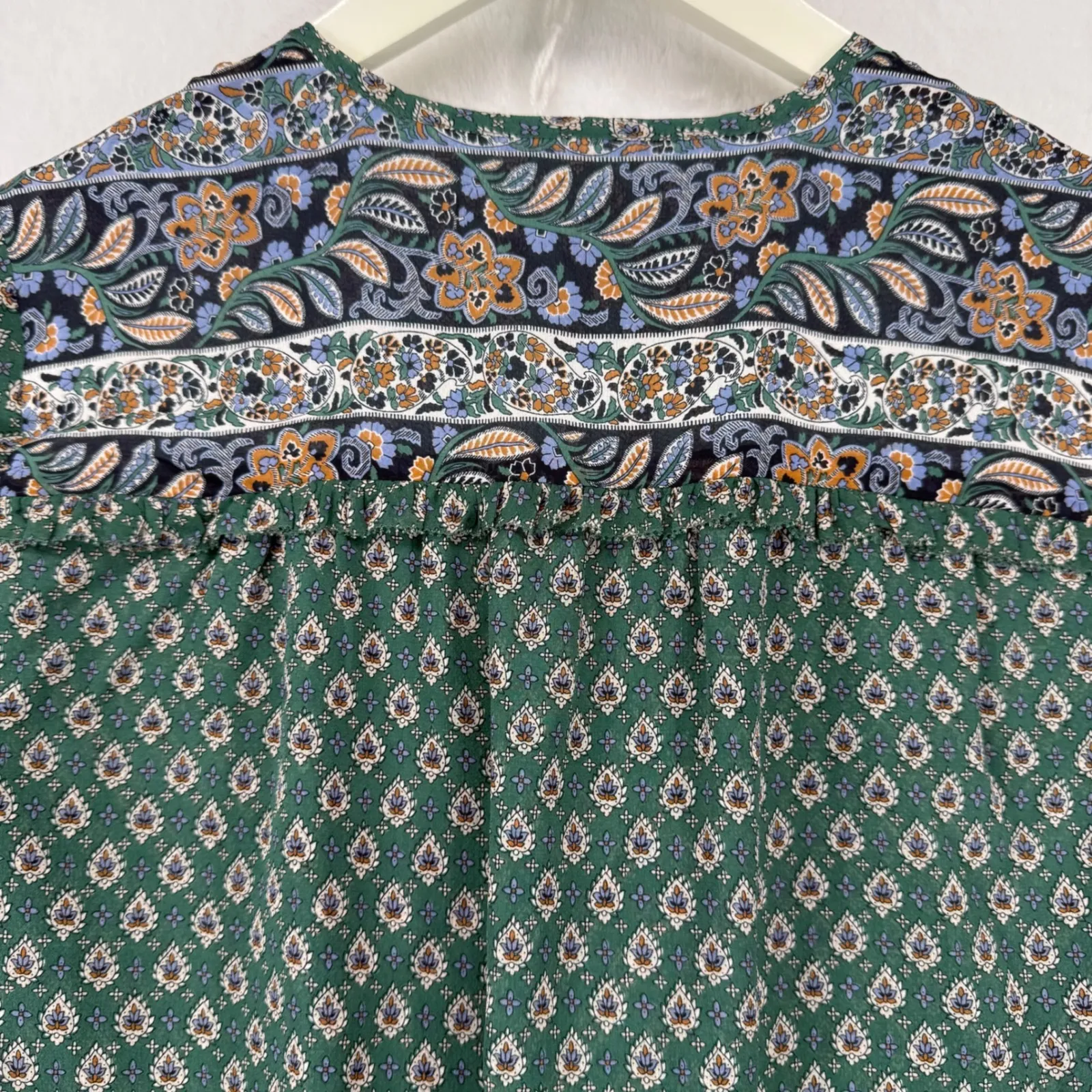 VERONICA BEARD Mariposa Dress Green Multicolor Print Ruched Wrap Maxi Size 0 - Image 12