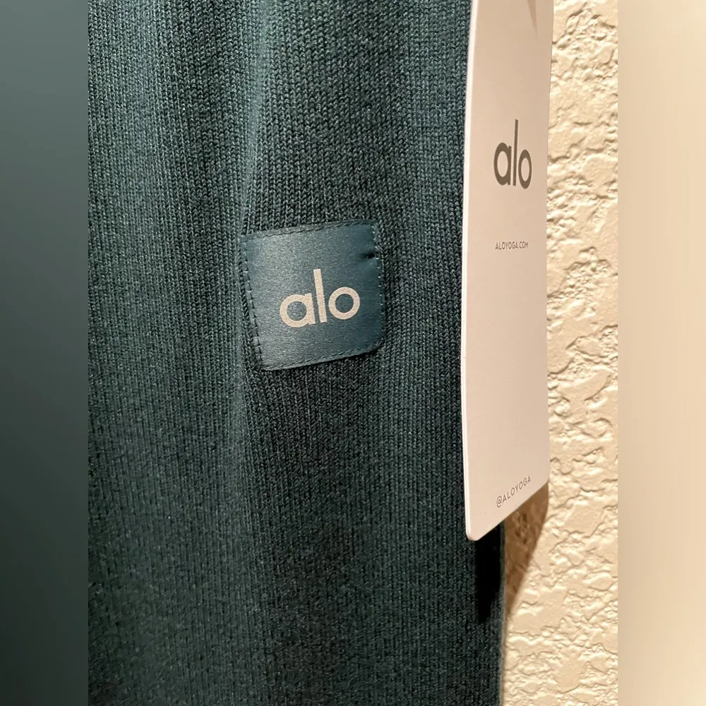 NWT Alo Yoga Knit High Waist Salana Wide Leg Pant Midnight Green Size S - Image 13