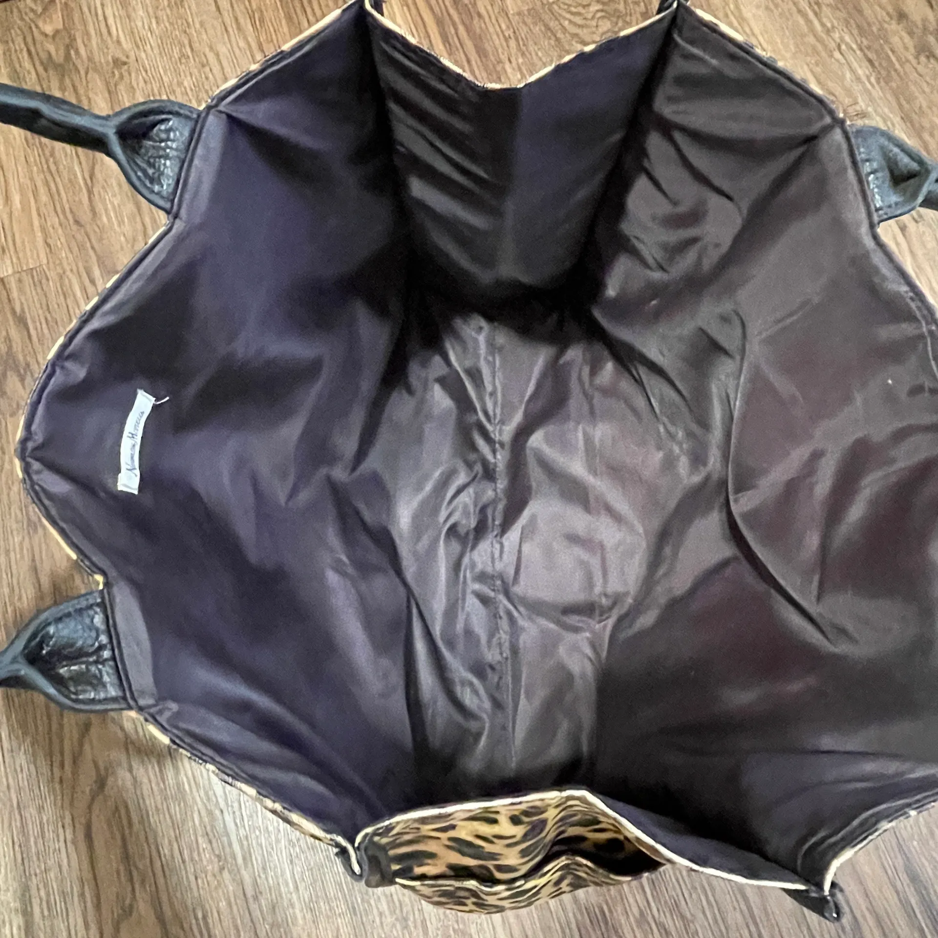 Leopard Print Tote Bag Black Tan Brown - Image 8