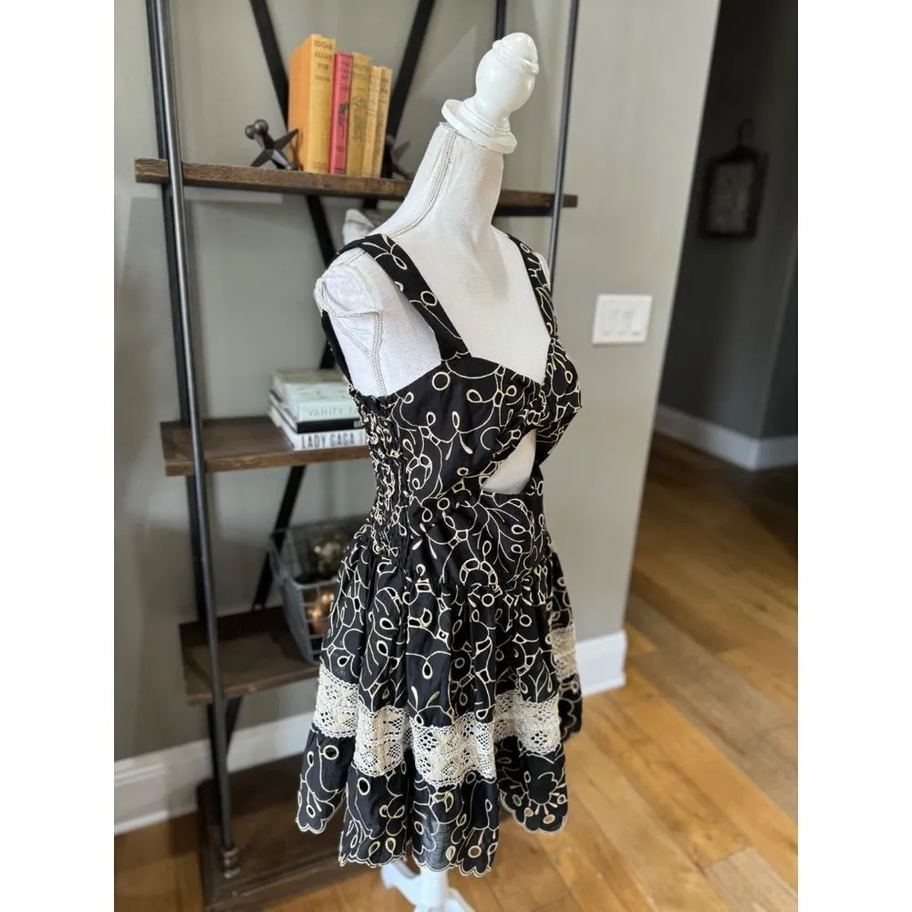 Waimari Sofia Cut Out Fit and Flare Mini Dress Black Womens Size Large - Image 8