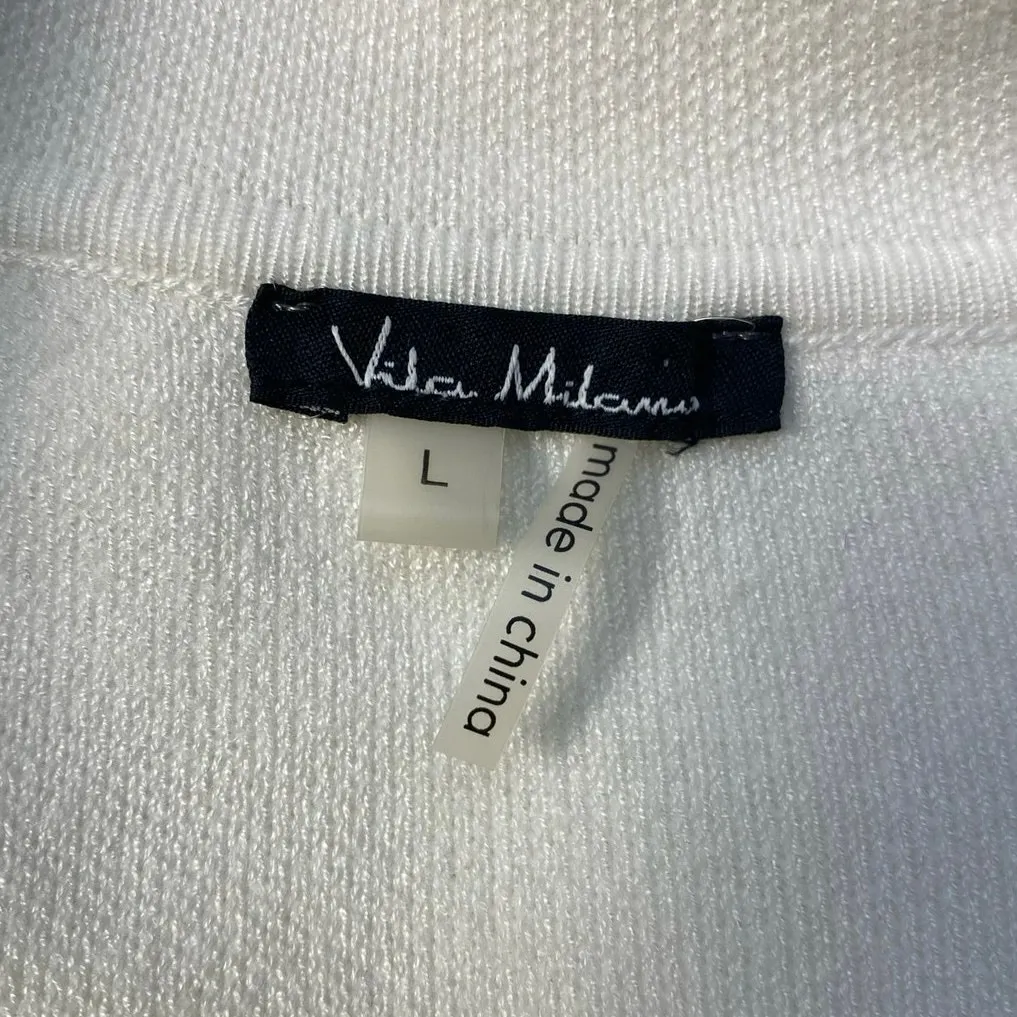 Vila Milano Women’s White Knitted Cardigan Sweater Size L Minimalist Neutral‎ - Image 2