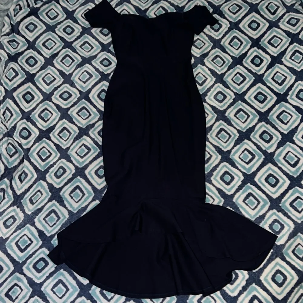 Slip into the Lulus How Much I Care Midnight Blue Off - Image 2