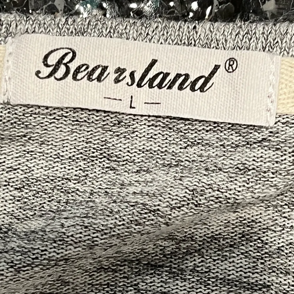 Bearsland Women Heather Light Gray Long Sleeve Nursing Top Shirt Maternity Large - Image 3