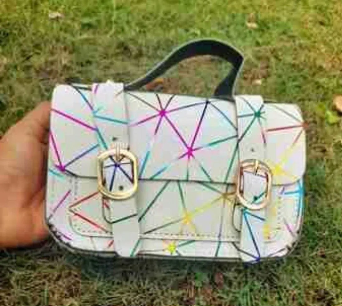 Holographic Geometric Satchel Purse White - Image 7