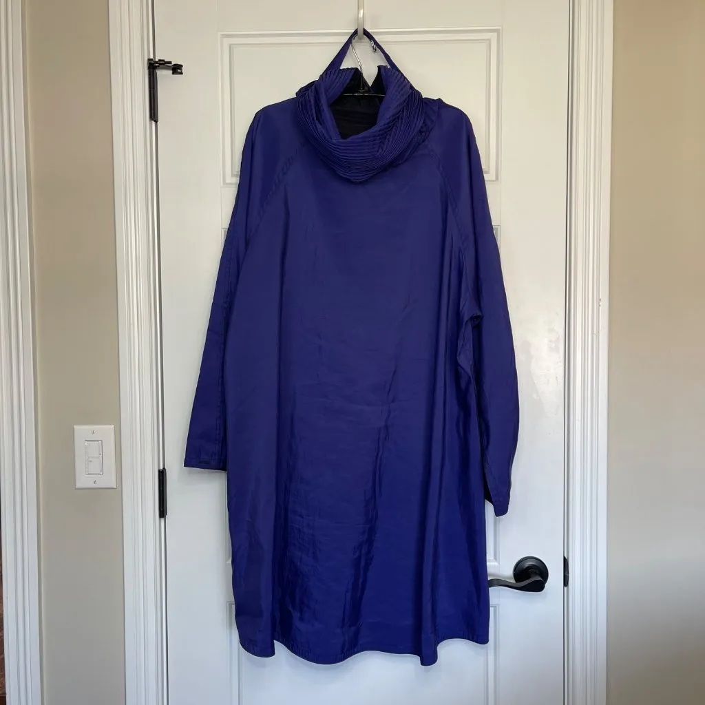 Mycra Pac Donatella Reversible Coat Women's‎ Size S/M Pleated Hood Black Purple Size M - Image 4