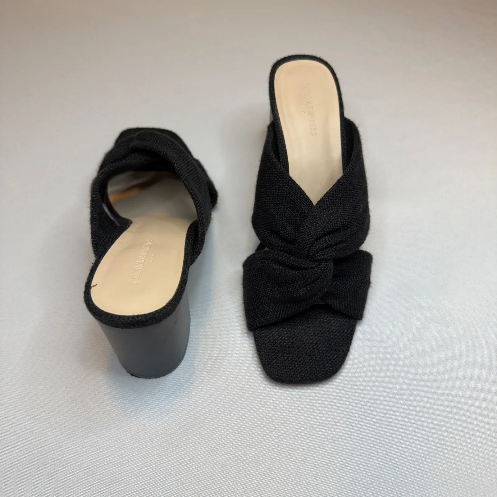 Banana Republic Black Crossover Heeled Sandal Block Heel Mules Shoes Size 8.5 - Image 5