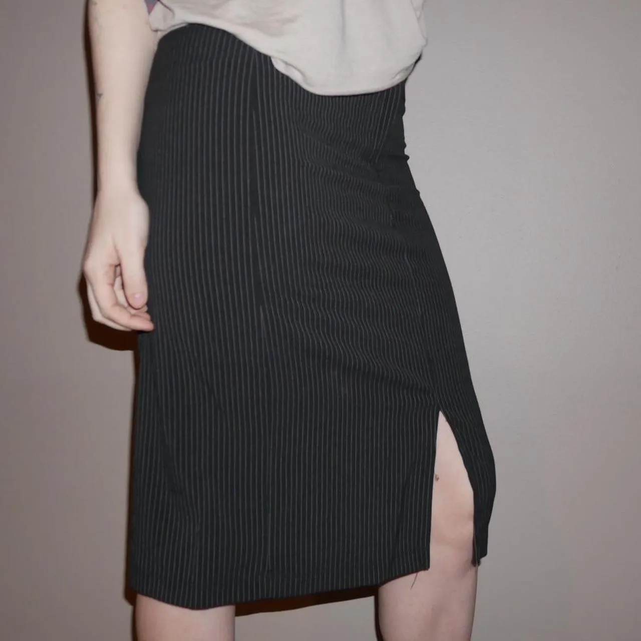 Candy Rain Black And White Pinstripe Mini Skirt Size L - Image 4