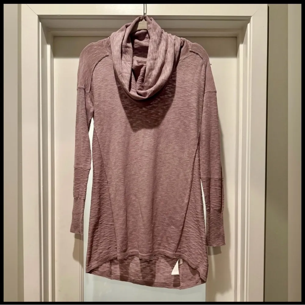 Cozy Cowl Neck Tunic Sweater Lavender Purple Size M Soft Knit Longline Size M - Image 2