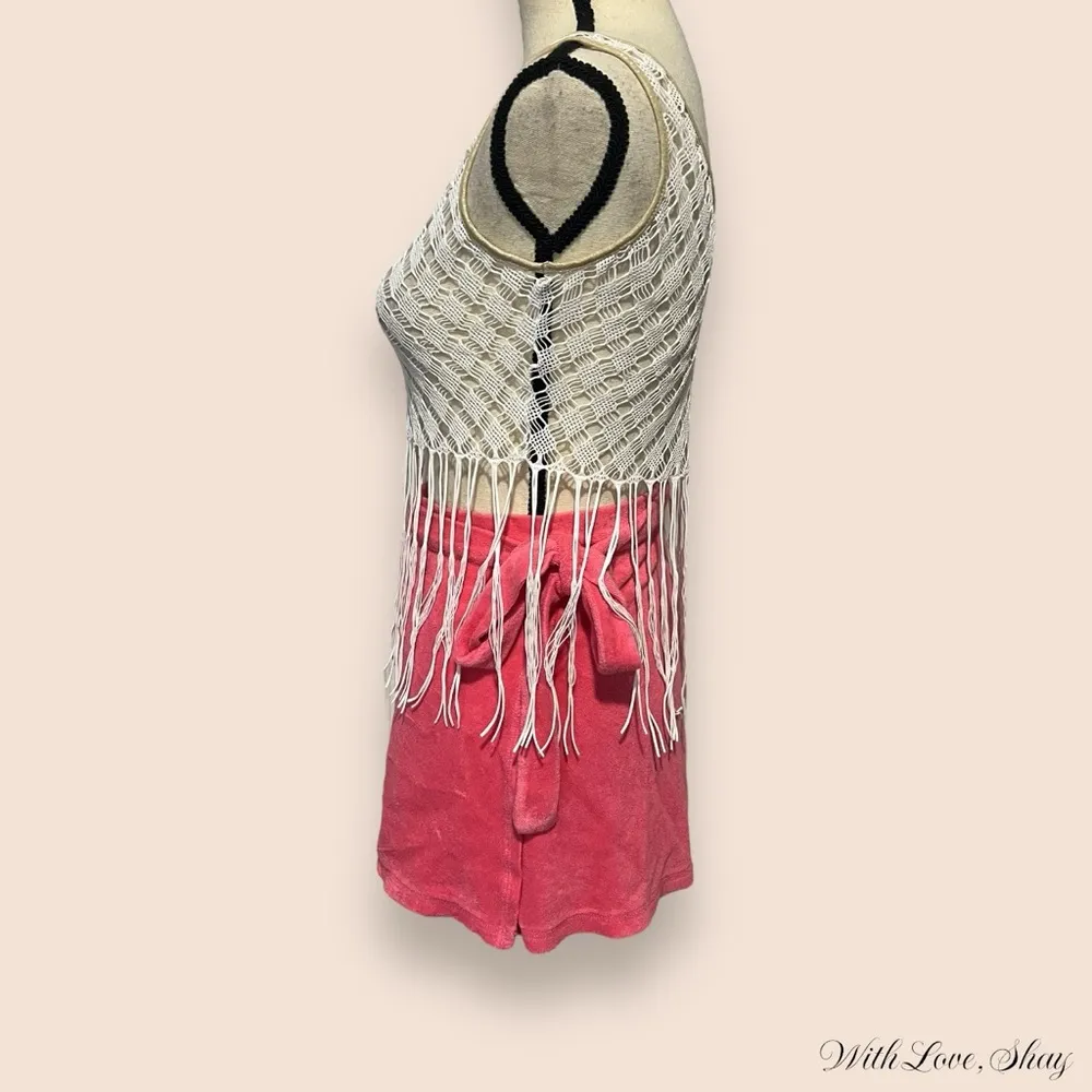 NWOT Luli Fama Flirty fringe white and gold festival tank top - Image 2