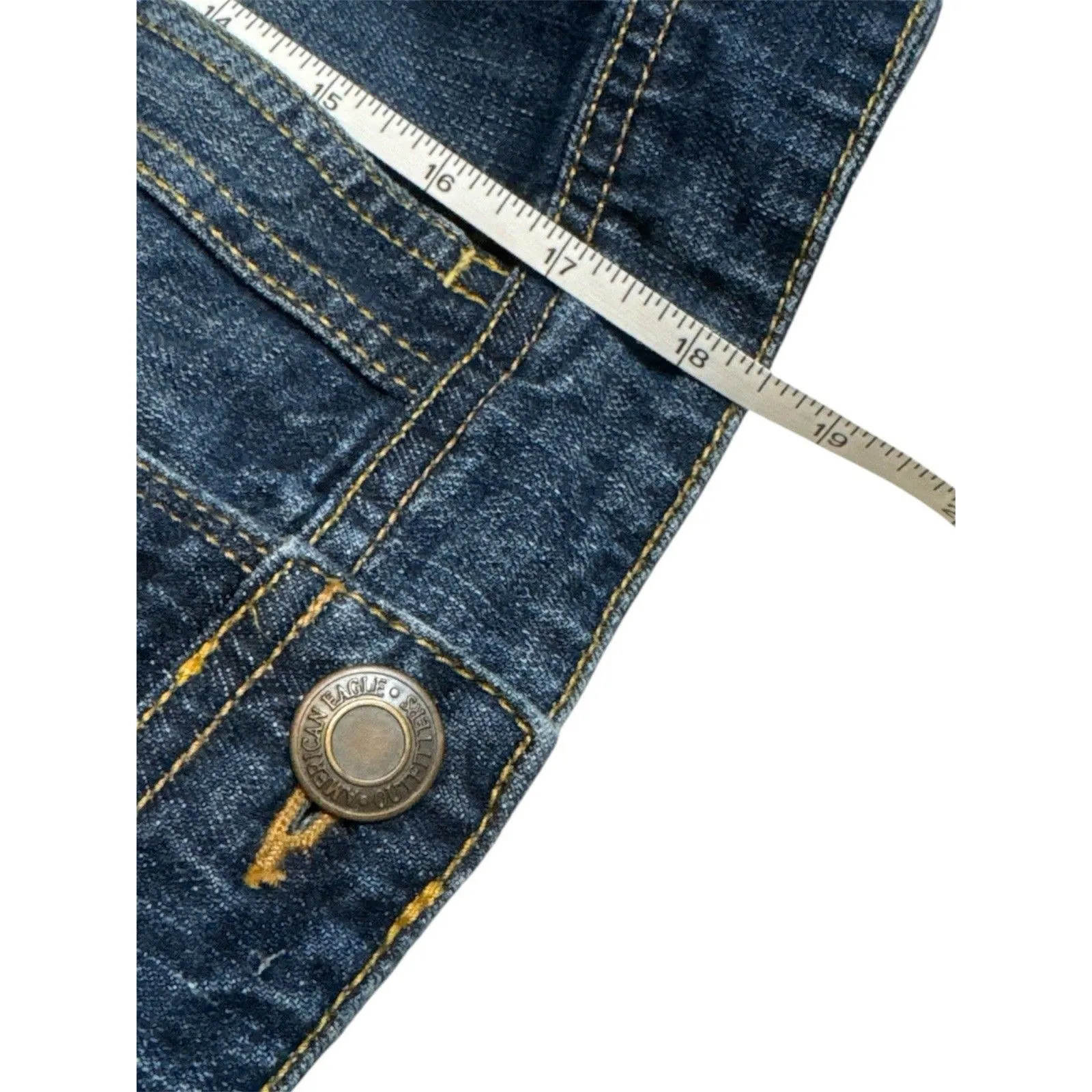 American Eagle Women's Blue Jean Denim Trucker Jacket Medium Wash  XS Classic - Image 7