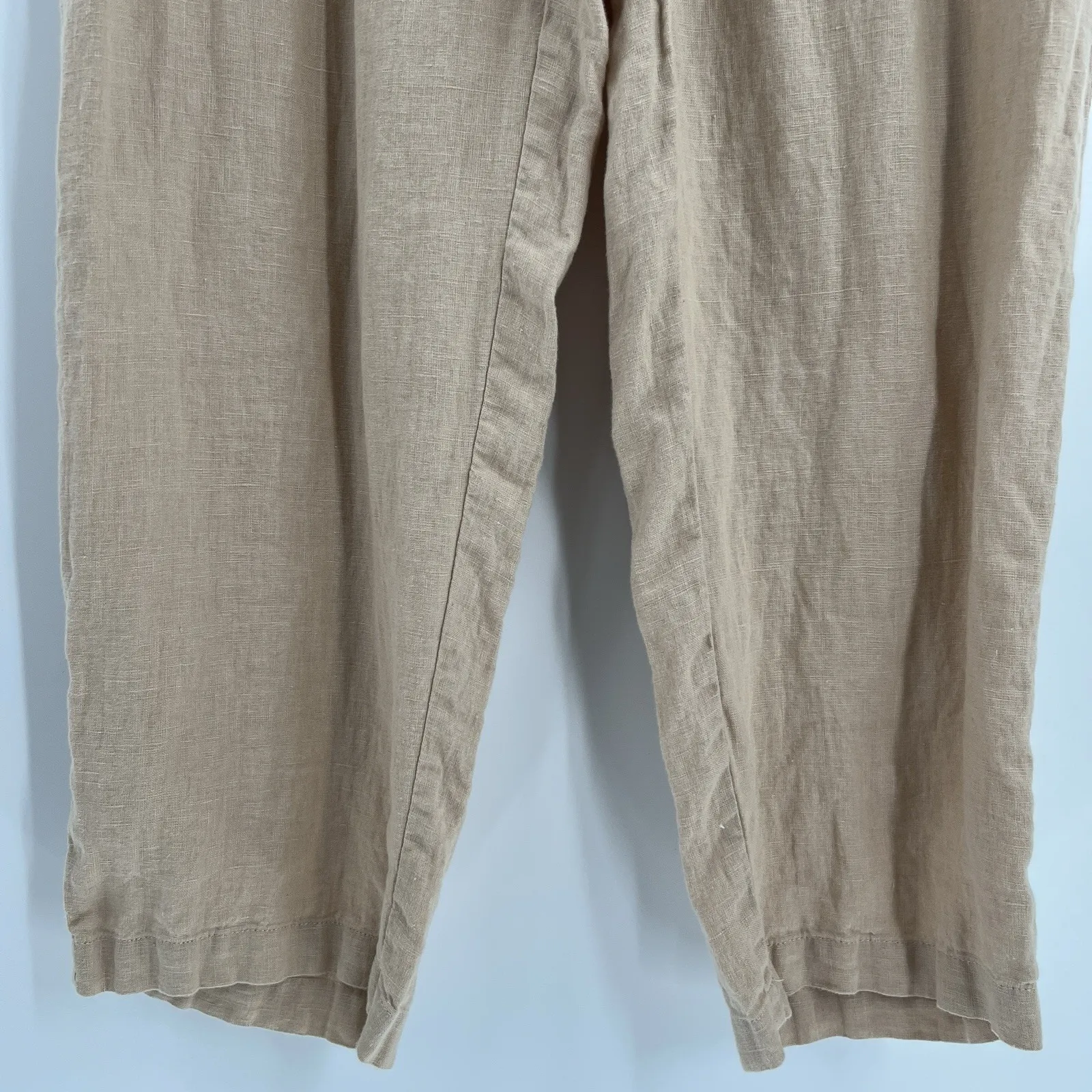 Quince 100% European Linen Pants in Driftwood Tan Cropped Women's Size Large‎ - Image 6