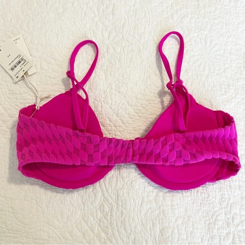 NWT Good American Pink Jacquard Bikini
Top Demi Cup Size 3 Large L - Image 5