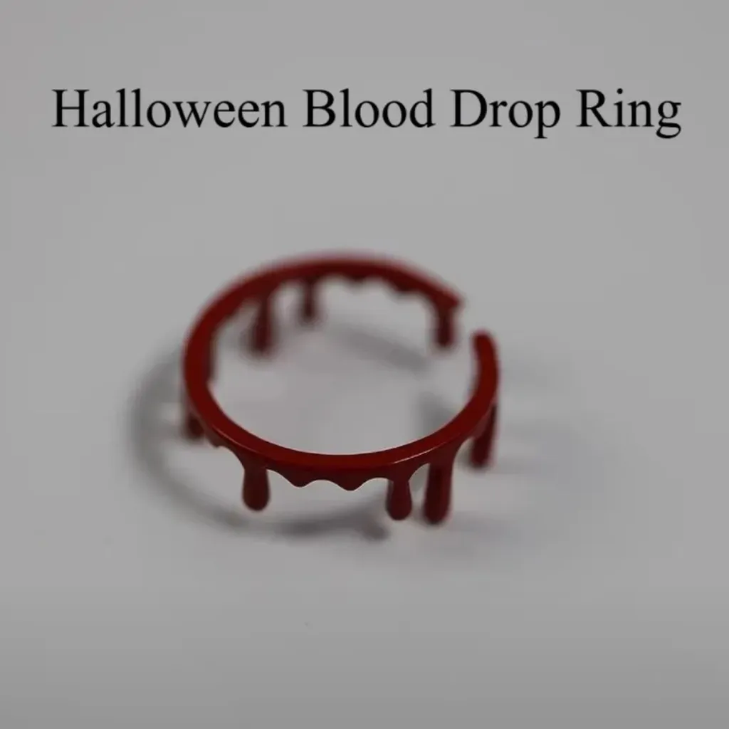 NEW Red Paint Blood Drip Dripping Adjustable Ring K - Image 2