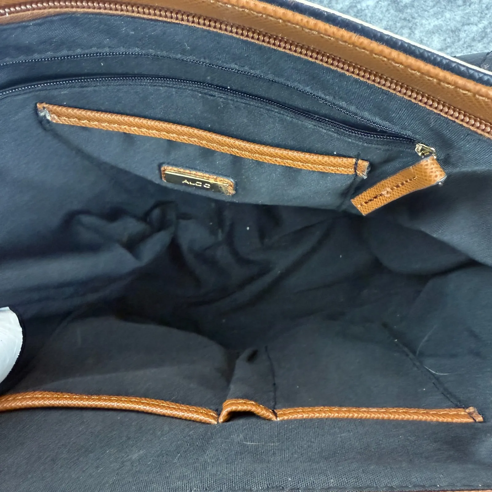 Aldo Womens Black White Striped Double Handle Lined‎ Van Wert Tote Bag Purse - Image 2