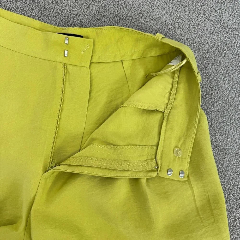 Zara Wide Leg High Rise Trouser Pants Lime Green Yellow Size Small - Image 8