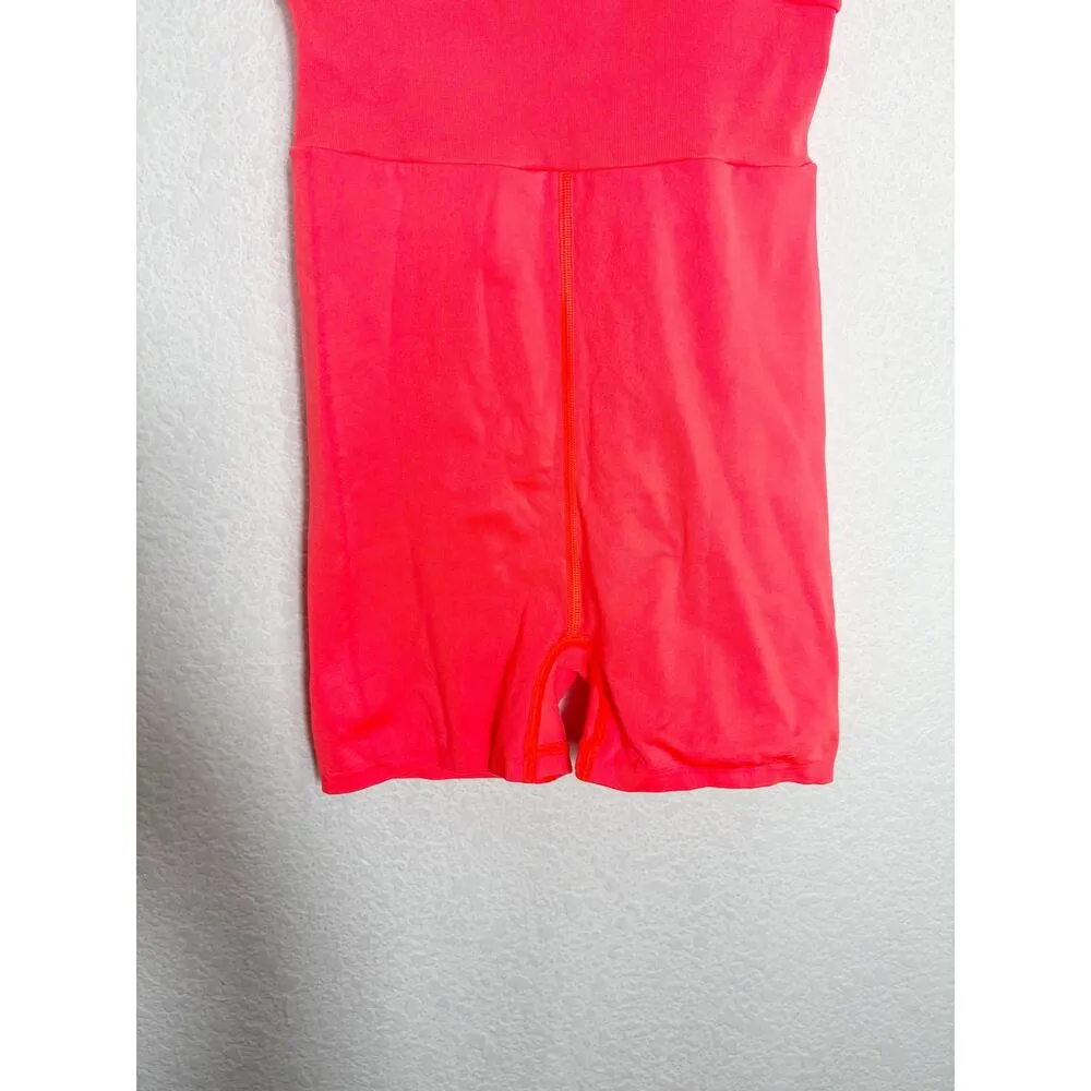 Free People FP Movement Every Single Time Runsie Size M/L Neon Coral Romper - Image 10