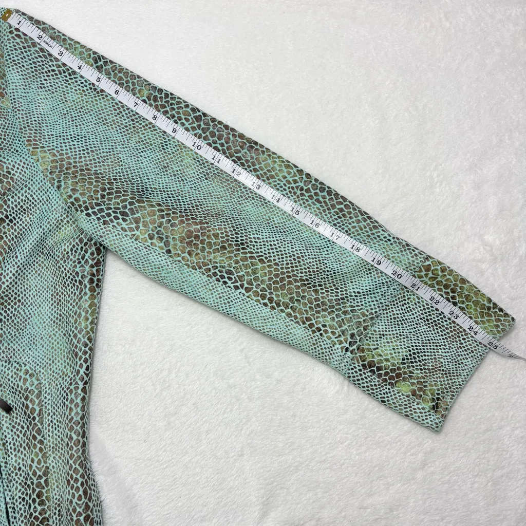 Dialogue  Turquoise Blue Washable Python Embossed Ultrasuede‎ Zip Jacket Size 1X - Image 9