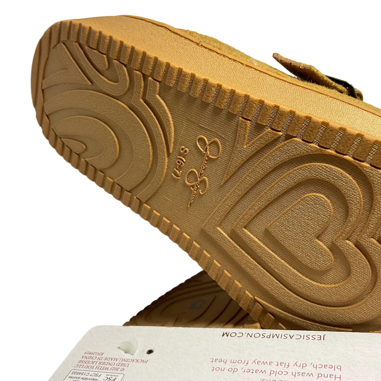 Jessica Simpson Women S Tan Suede Fuzzy Lined Clog Slippers Size 6 - Image 9