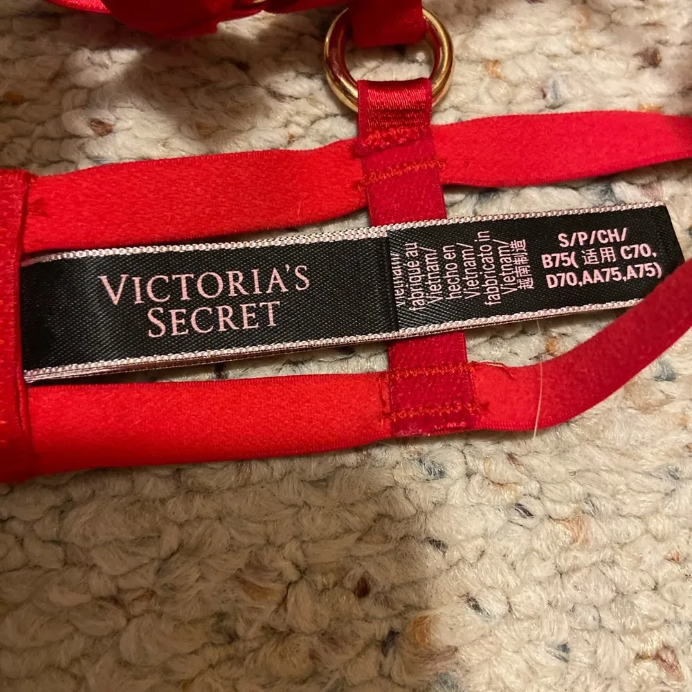 Victoria’s Secret Red Gold Ring Unlined Strappy Balconette Bra - Image 2