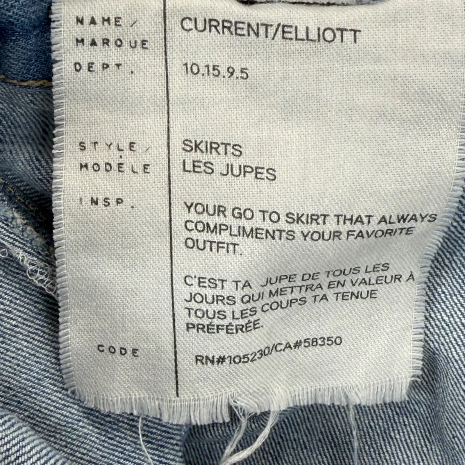 Current/Elliott Denim Skirt‎ Wrap Tie Waist Blue Ocean Wash Women's Size 2 - Image 7