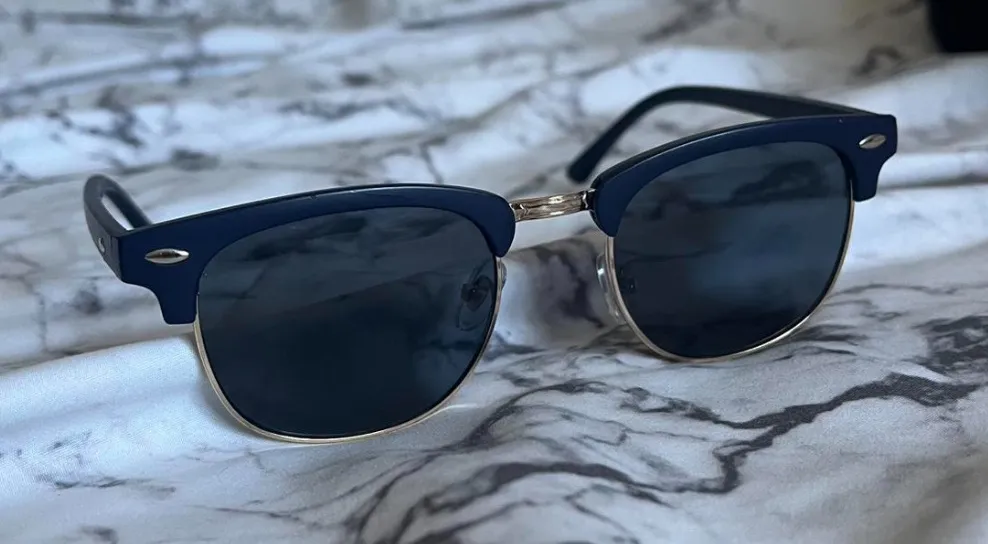 Navy & Gold Clubmaster-Style Sunglasses — Old Money Classic - Image 1