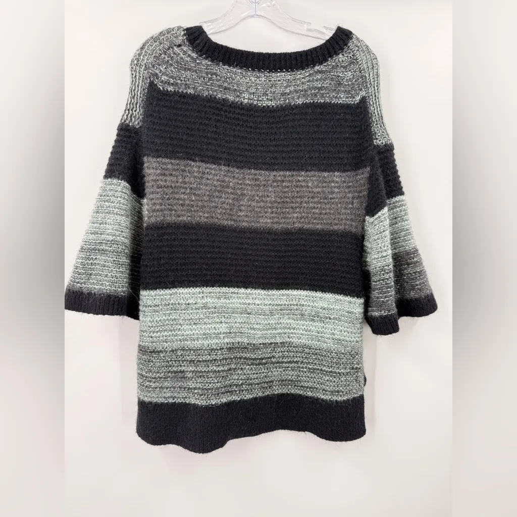 By Malene Birger Alpaca Wool Blend Oversized Striped Sweater Size Medium Black - Image 2