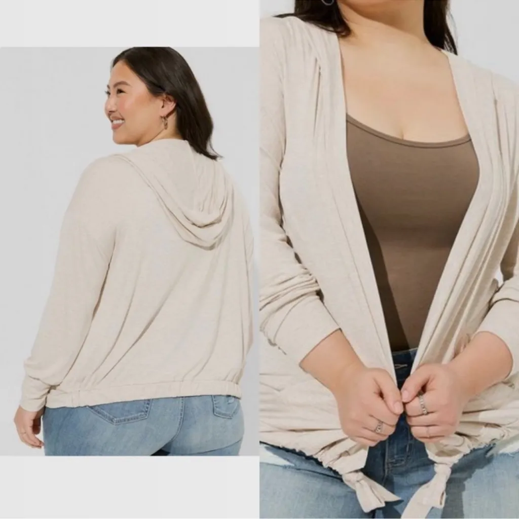 Super Soft Hooded Cardigan Open Front Torrid - Image 2