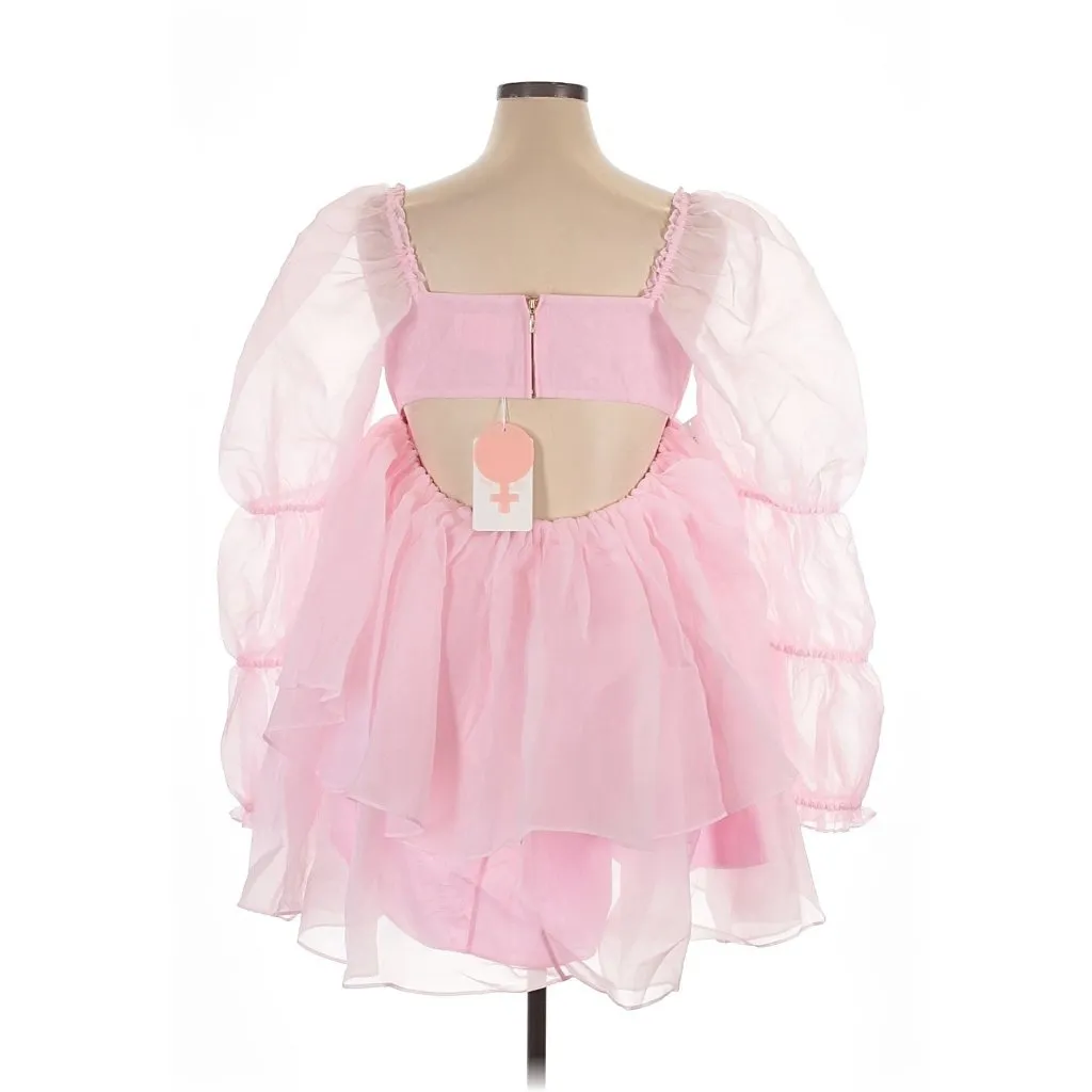 NWT Selkie Moonlight in Ballerina Pink Sheer Organza Puff Mini Dress XXL 2XL - Image 6