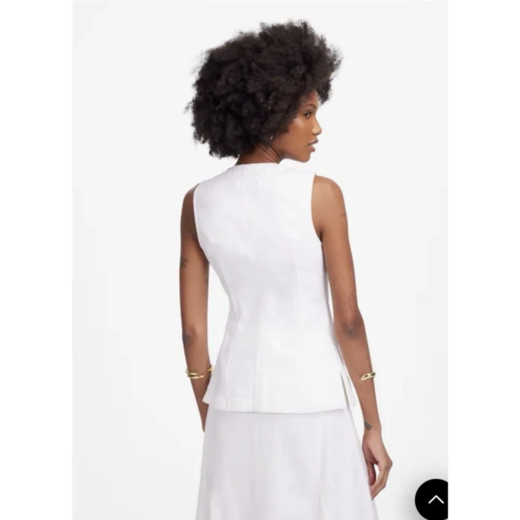 Madewell Denim High Crewneck Vest in Tile White Size 0 #NU424 - Image 4