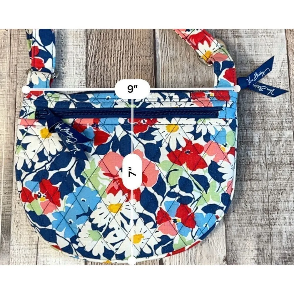 Vera Bradley Summer Cottage The Lizzy Crossbody Quilted Handbag Blue White‎ - Image 9