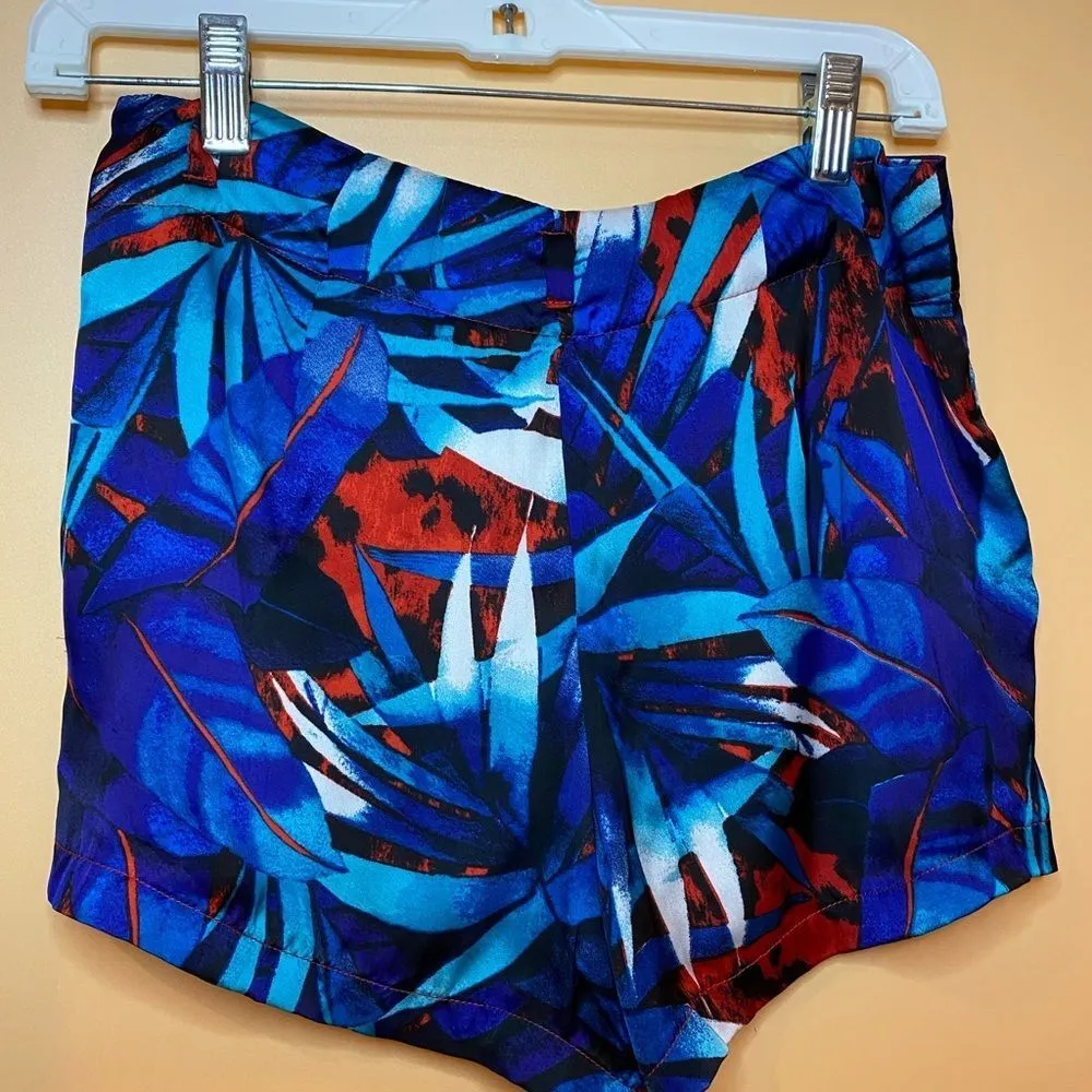 BEBE Tropical Red Blue White Silky Mini Shorts Size 0 - Image 11