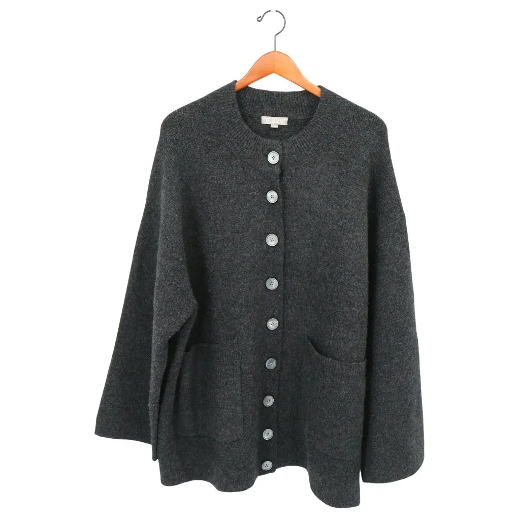 J. Crew Charcoal Gray Relaxed Milano Stitch Cardigan Sweater Jacket XL - Image 2