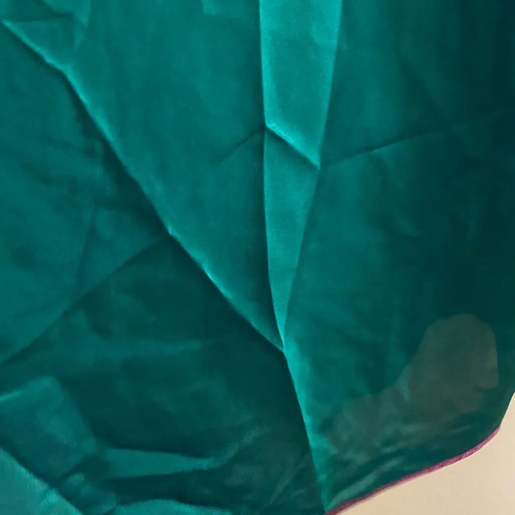 Vintage Escapades Womens Green Satin Cami Camisole Tank Top M Medium Purple Trim - Image 2