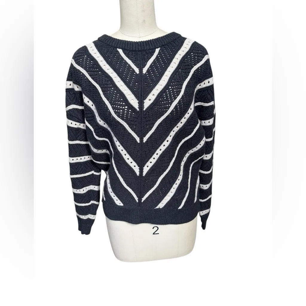 Marine Layer Brooke Black and White Striped Women's Sweater size medium - Image 2