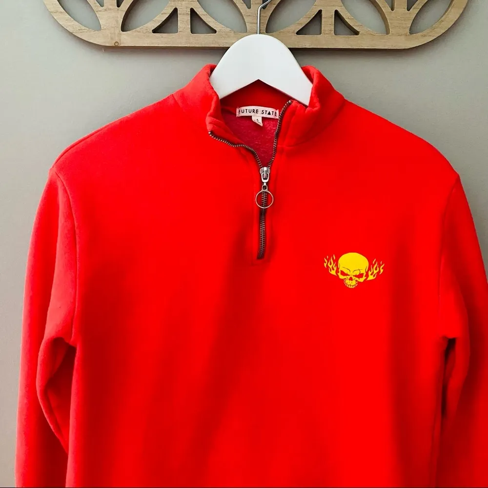 Future State by Urban Outfitters Flame Crop 1/4 Zip Sweater Red Sz Small - Image 2