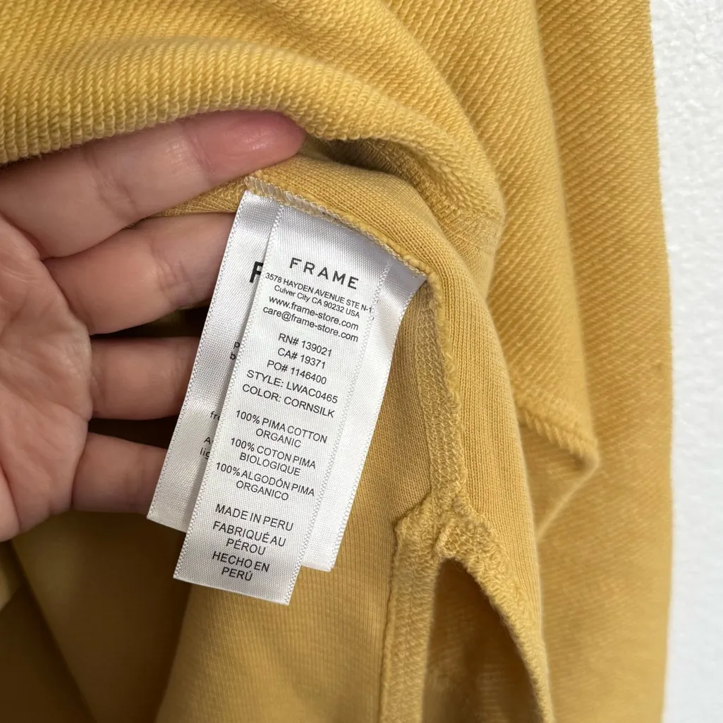 Frame Denim Side Slit Pullover Sweatshirt in Cornsilk XL - Image 5