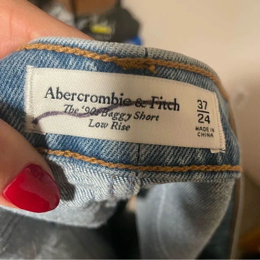 NEW ABERCROMBIE & FITCH 90s Baggy Raw Hem Low Rise Shorts- Plus Size 24 (37) - Image 8