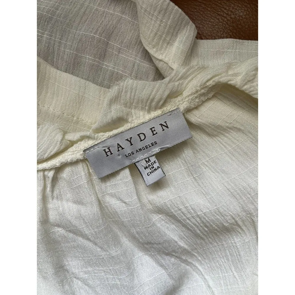 Hayden Cream Floral Embroidered Peasant Blouse Women’s Size Medium - Image 7