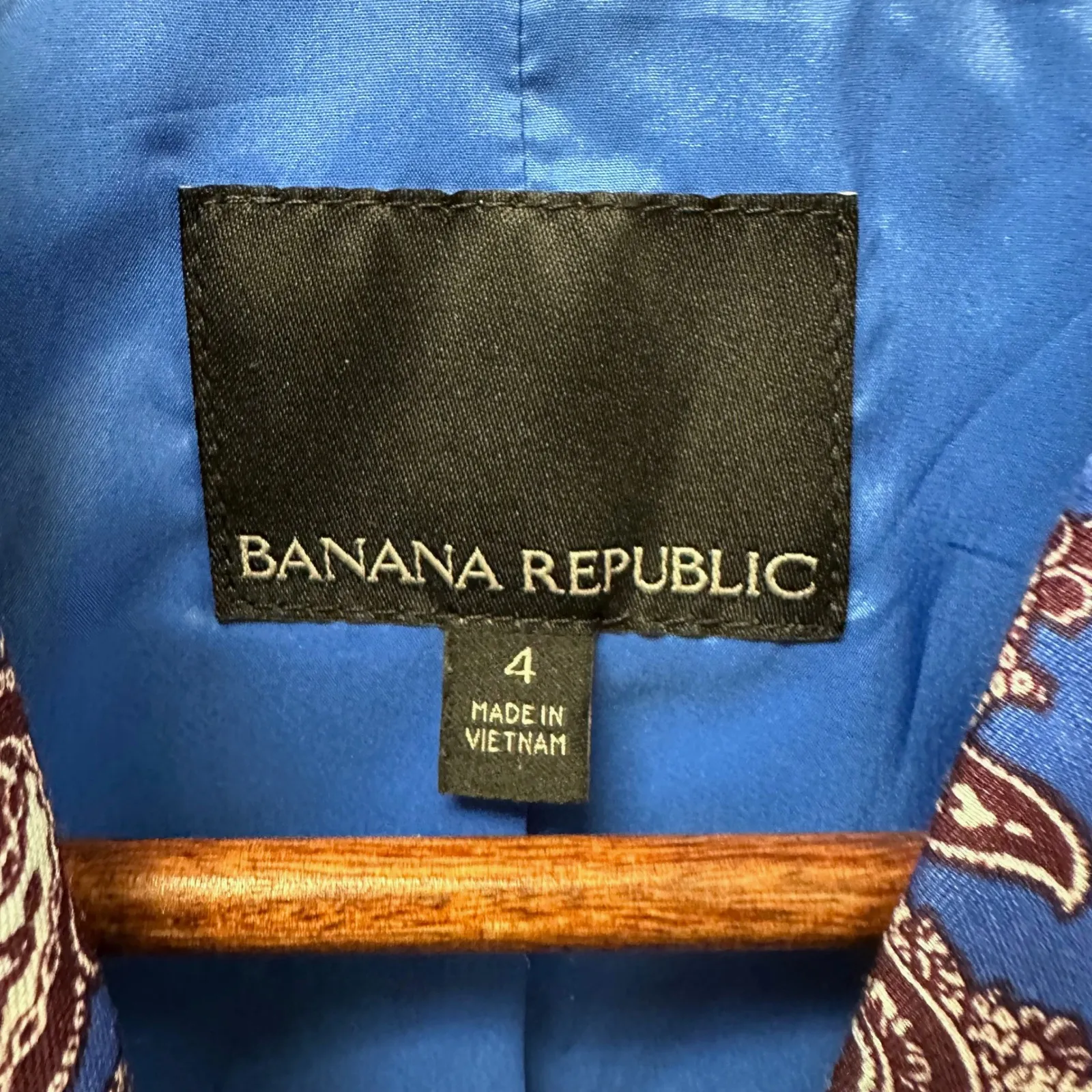Banana Republic Paisley Print‎ Cobalt Blue Blazer Size 4 - Image 5