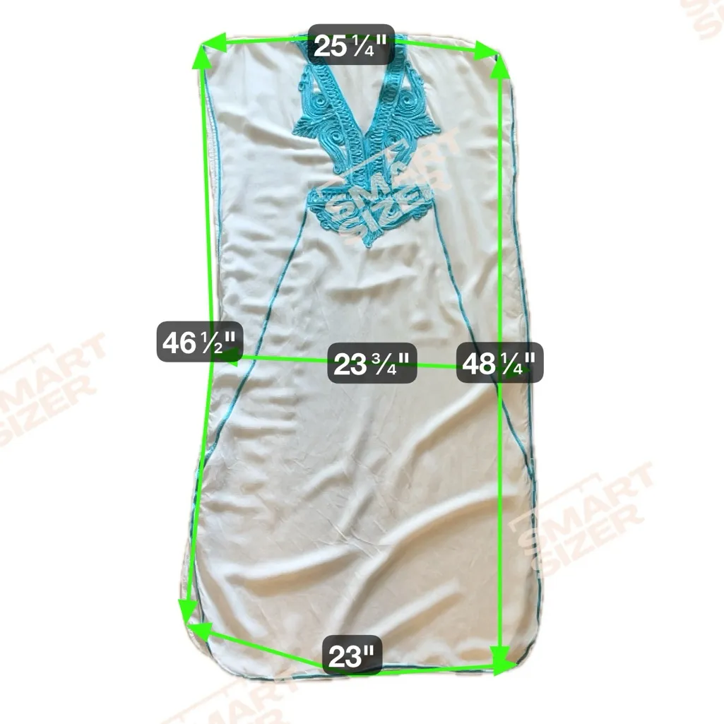 Source Unknown White and Teal Embroidered Cover - Image 4