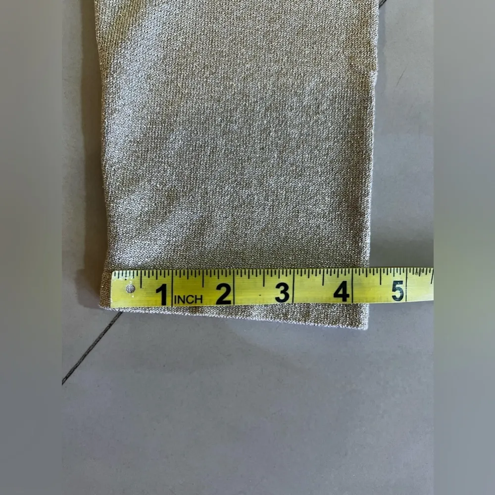 EVELYN Free People Silk‎ Viscoses Lurex Nylon Golden Bright Long Sleeve Size L Gold Size L - Image 10