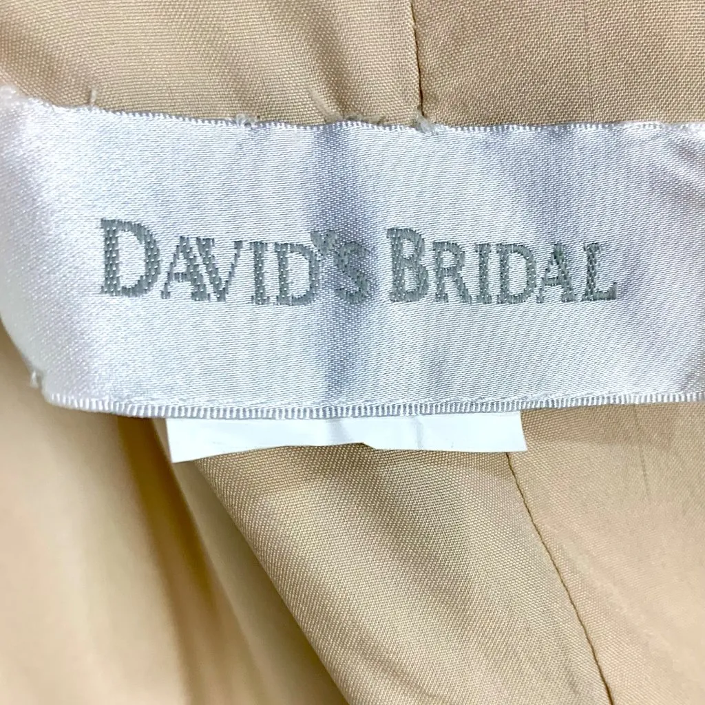 Davids Bridal Strapless Satin Pick-Up Skirt Ball Gown Wedding Prom Champagne S - Image 9