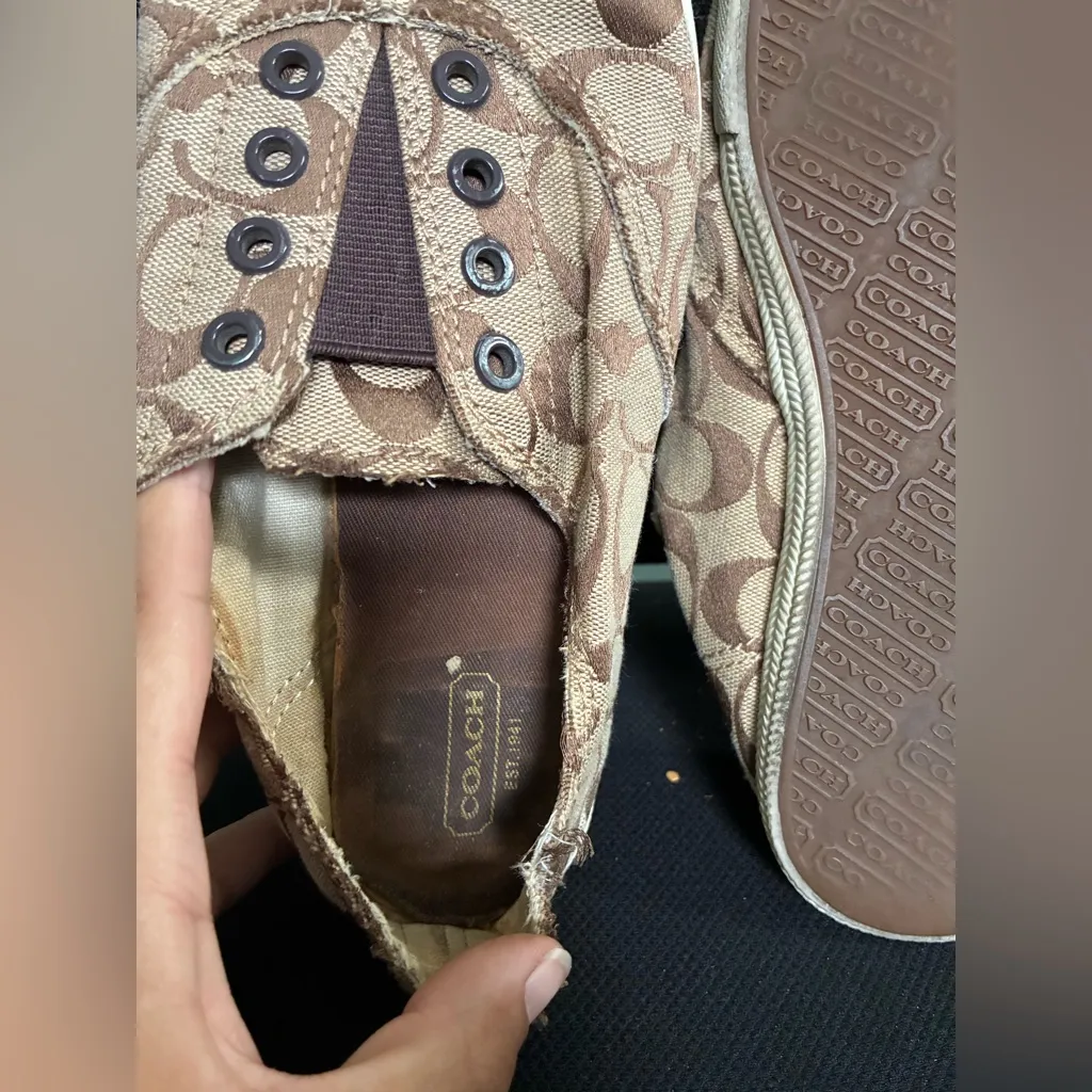 Coach Signature Canvas Slip-On Sneakers Brown Monogram Logo Print Women’s Sz 8 - Image 3